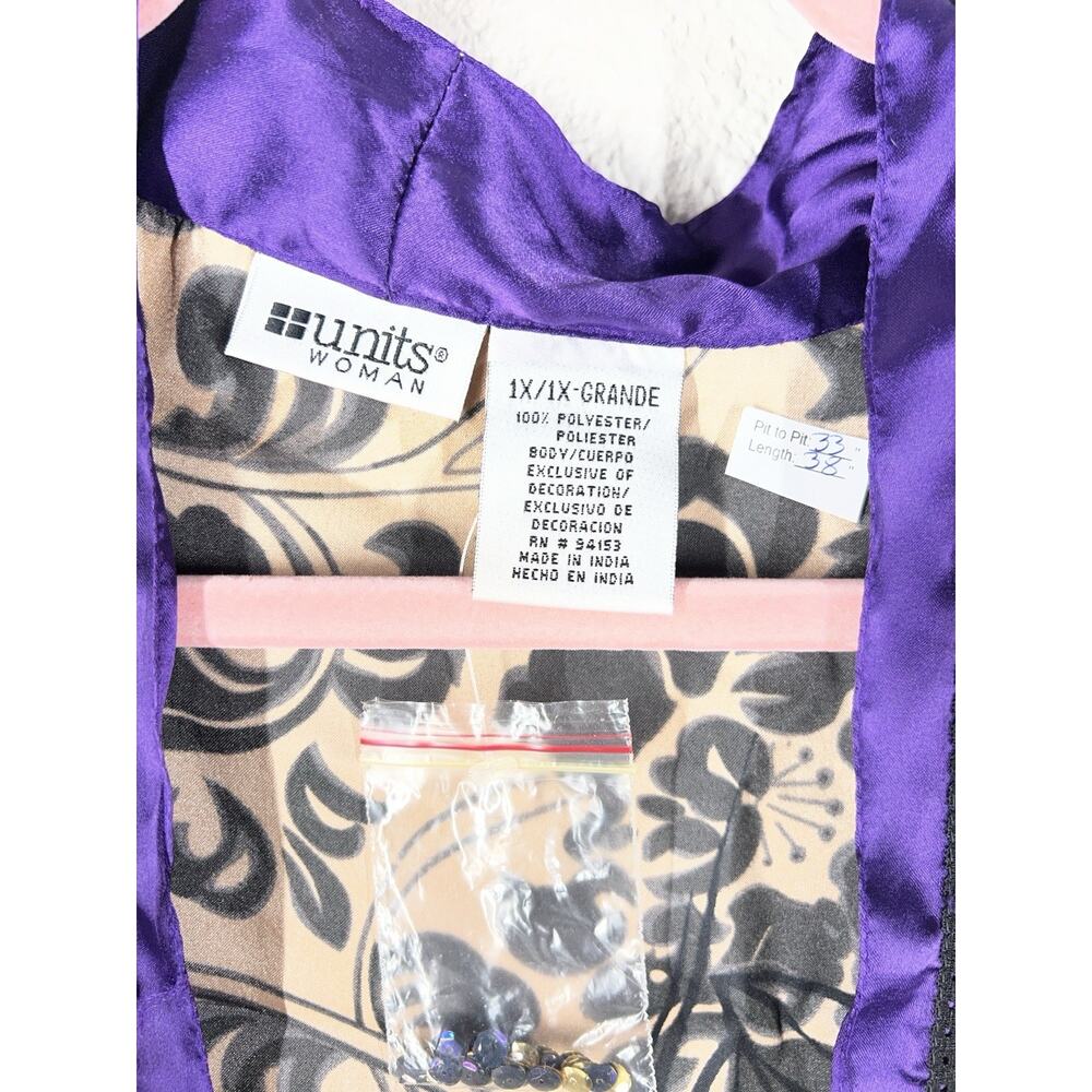 Units Woman Floral Tan & Purple Sister Kimono Open Cardigan Size 1X NWT - Picture 3 of 5